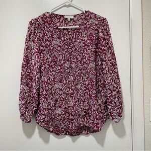 Lucky Brand Women’s Floral Burgundy Blouse